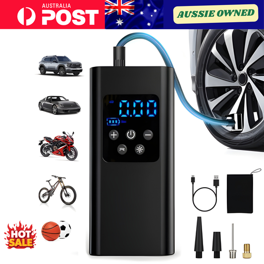 The Oz Bargains Store Company™ - Portable Cordless Car Tyre Inflator | 12V LCD Digital Air Compressor with 150 PSI Electric Pump