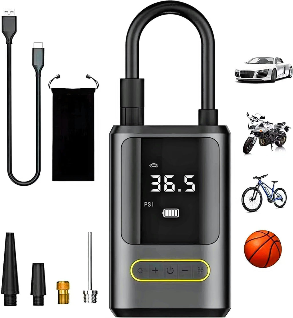 Oz Bargains™ PowerAir Pro – 150 PSI Portable Tyre Inflator | Cordless Air Compressor for Car, Bike & Motorcycle