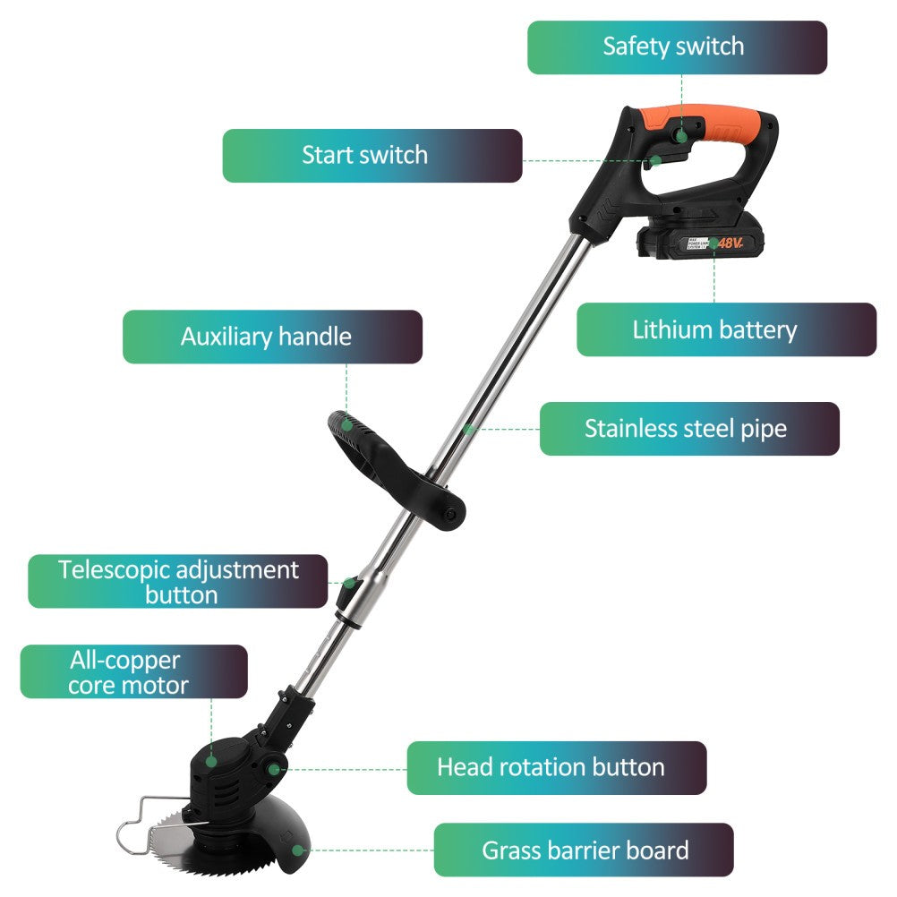 Oz Bargains™ TurboTrim Pro – 48V Cordless Grass Trimmer & 2-in-1 Brush Mower | Electric Whipper Snipper & Lawn Cutter