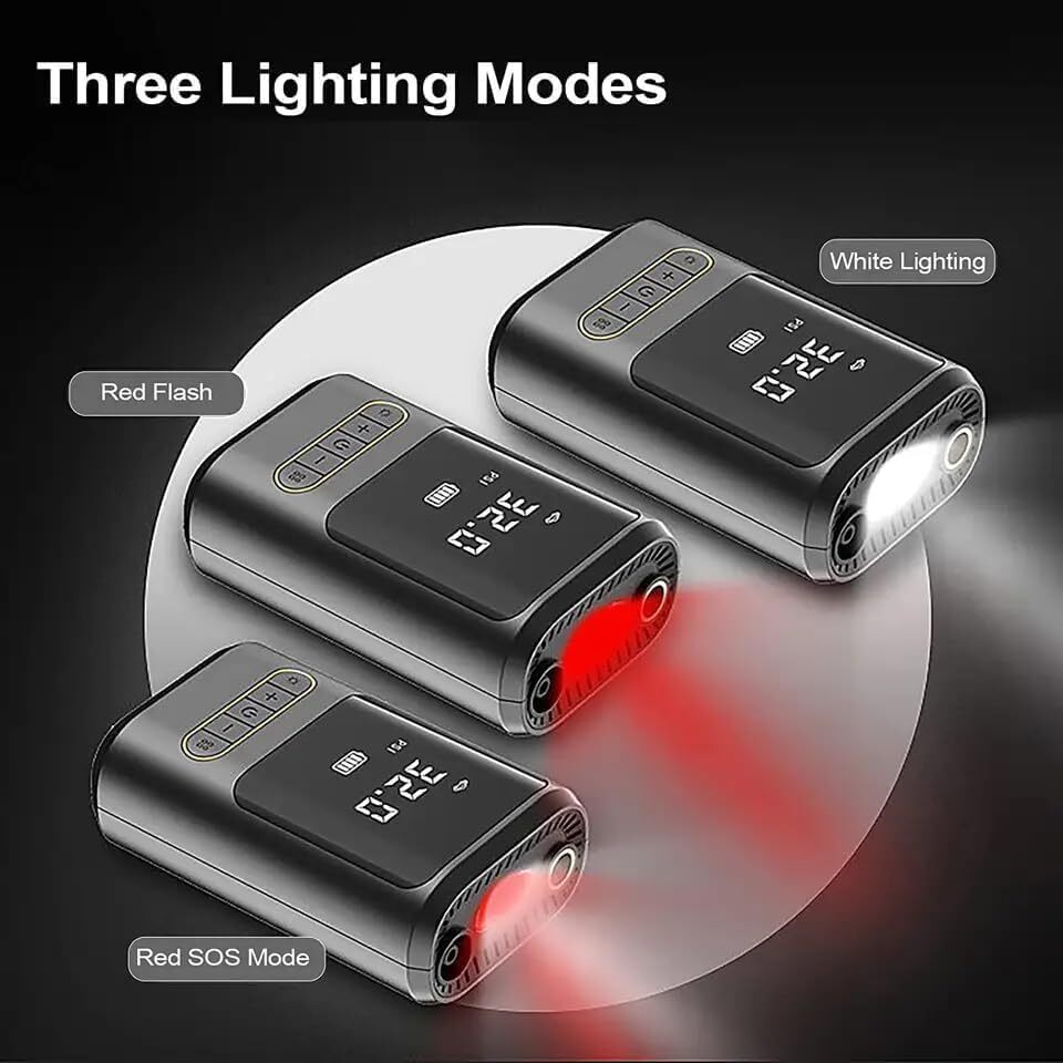 Oz Bargains™ PowerAir Pro – 150 PSI Portable Tyre Inflator | Cordless Air Compressor for Car, Bike & Motorcycle